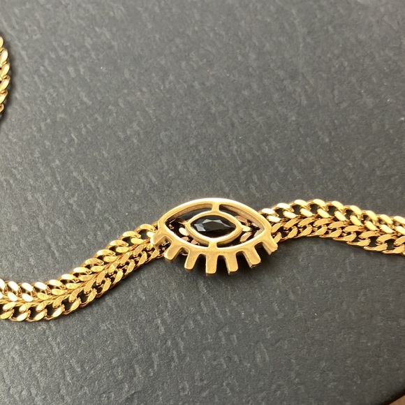 Evil Eye Pendant Necklace 18K Yellow Gold Over Stainless Steel. - Picture 4 of 6